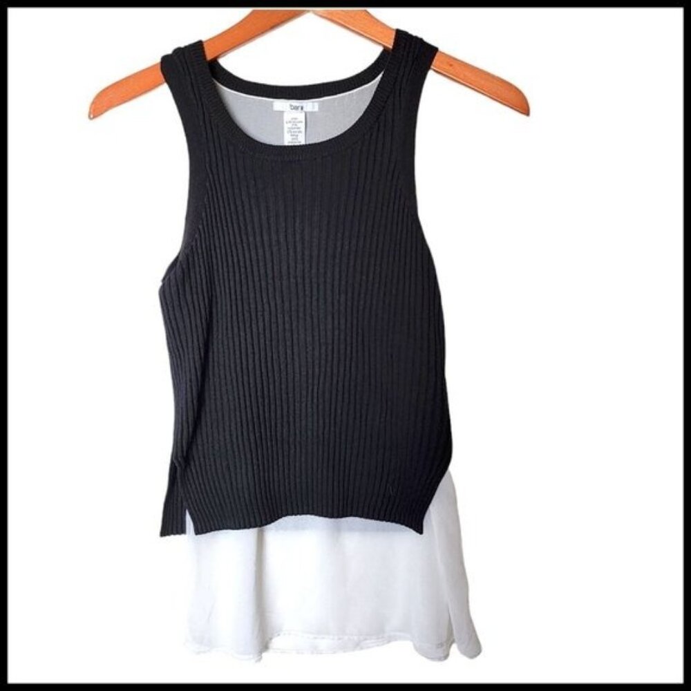 Bar III Top Dual Layer Black White Tank Top Blouse size S Small